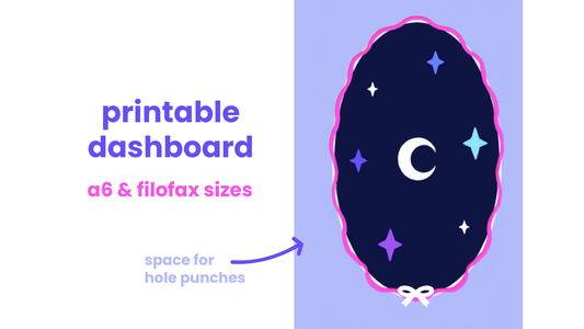 starry sky dashboard ✦ printable ring planner insert ✦ a6 & filofax sizes