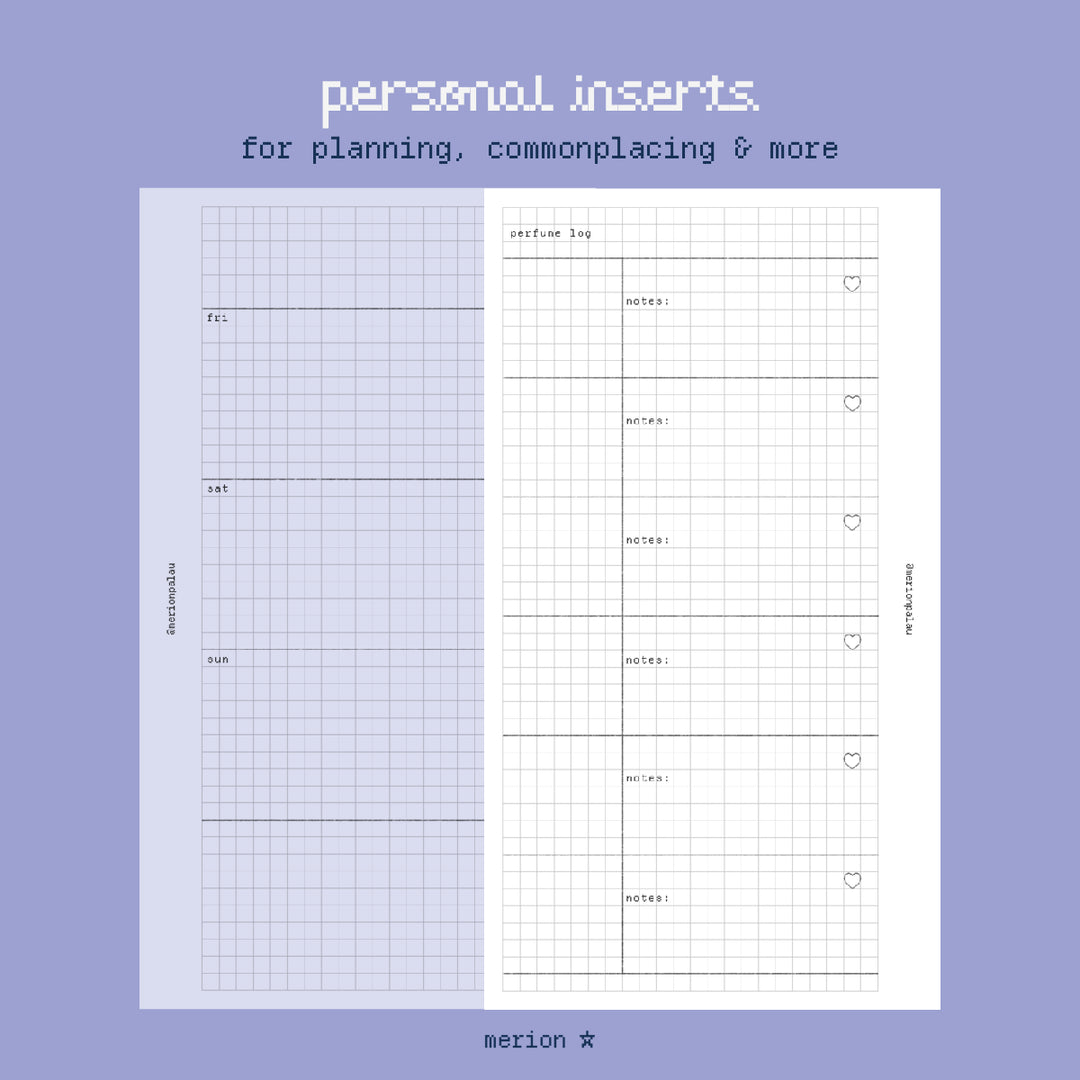 personal inserts ✦ planning, commonplacing & more
